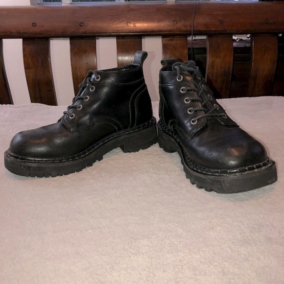 CATERPILLAR Mens Black Leather Ankle Work Boots Sz 8 - Picture 6 of 10